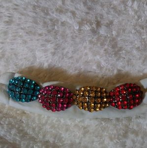 4 Adjustable Colored Rhinestone Rings